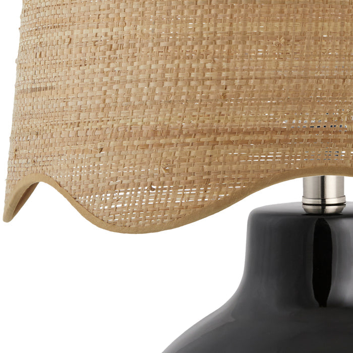 Maine Cottage Droplet Round Black Ceramic Table Lamp with Scallop Shade | Maine Cottage®