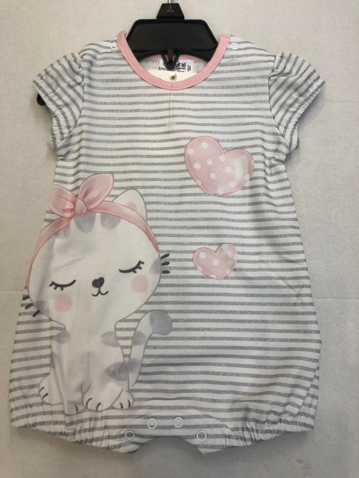 Grey Stripe Kitty Romper