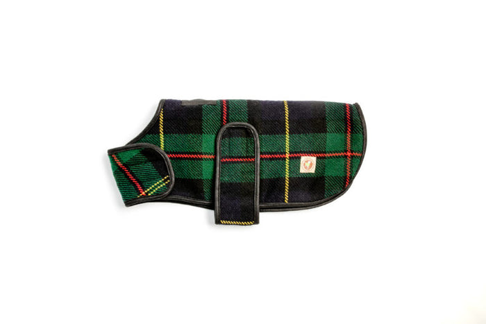 Navy Tartan Dog Blanket Coat