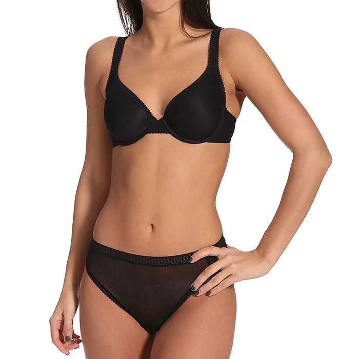 OnGossamer Mesh Hi-Cut Brief 3012 Black Set