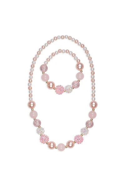 Pinky Pearl Necklace & Bracelet Set