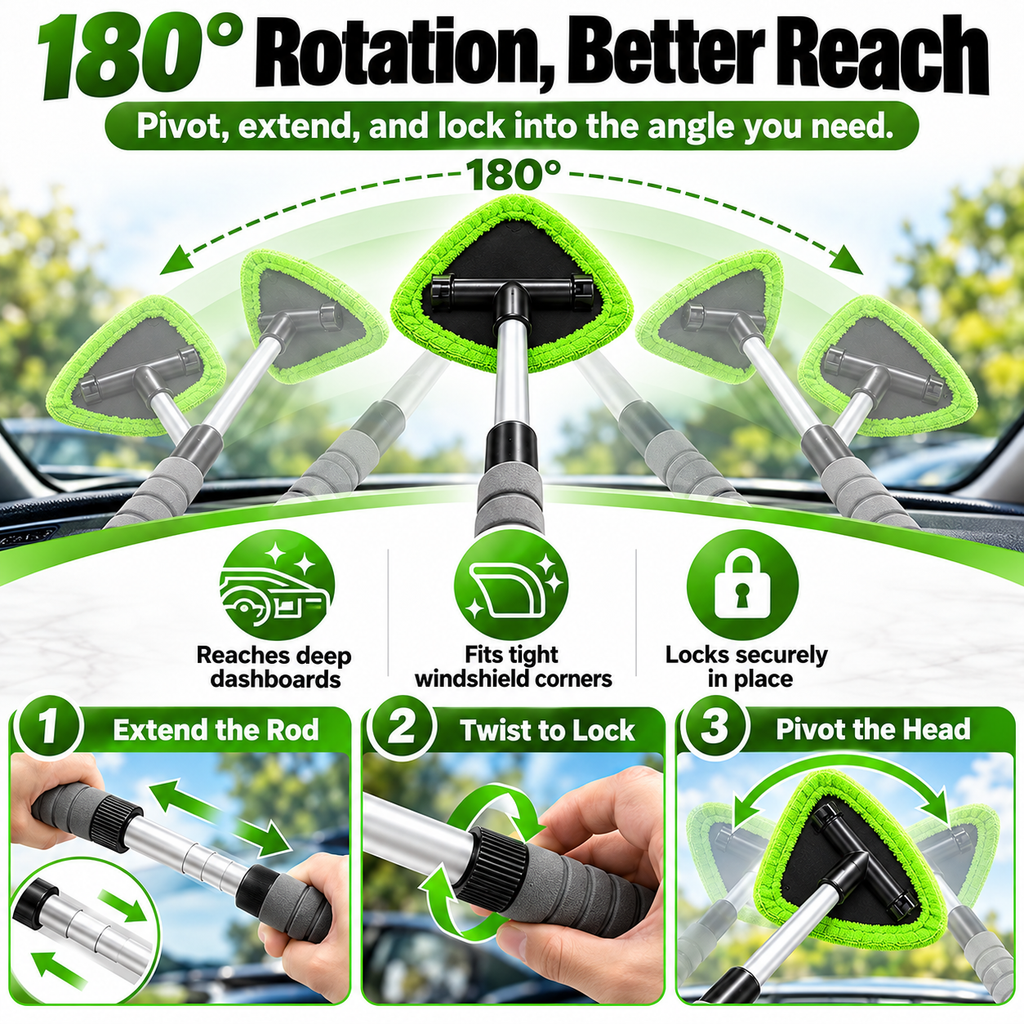 9-Piece Windshield Cleaning Kit – Extendable Car Window Cleaner for a Streak-Free Shine 🚗✨