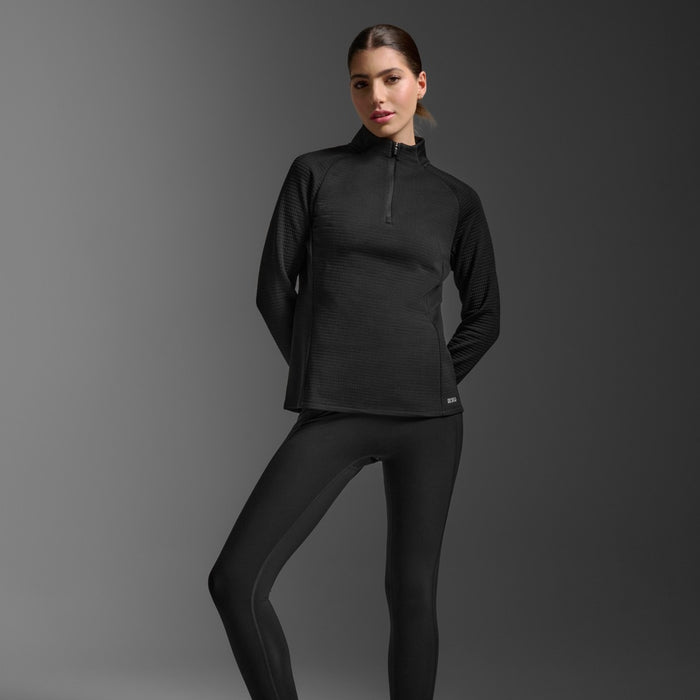 2XU Ignition Hyper-Haptic 1/4 Zip Fleece | Black / Silver Reflective | Womens