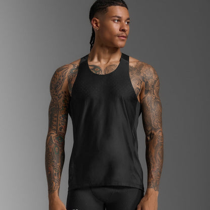 2XU Light Speed React Singlet | Black / Black Reflective | Mens