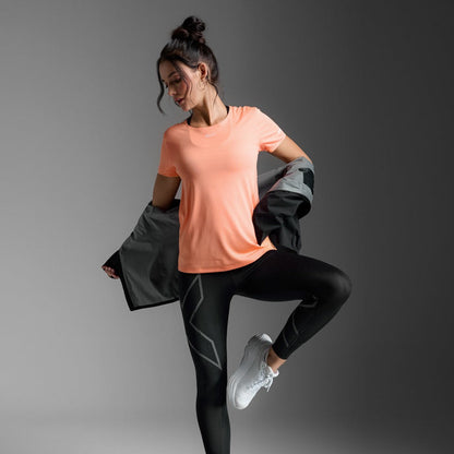 2XU Light Speed Tech Tee | Digital Peach / White Reflective | Womens