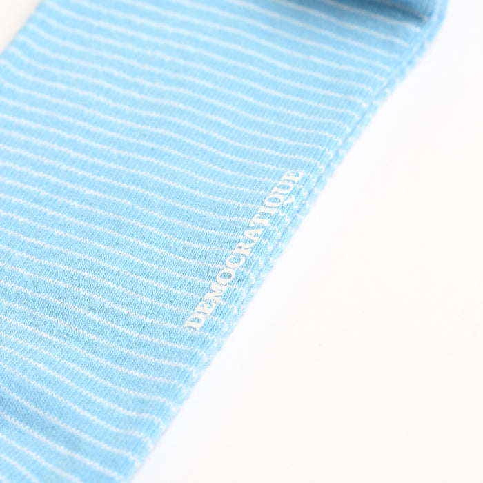 Originals Fine Rib Stripes Palm Spring Blue / Clear White - Democratique Socks