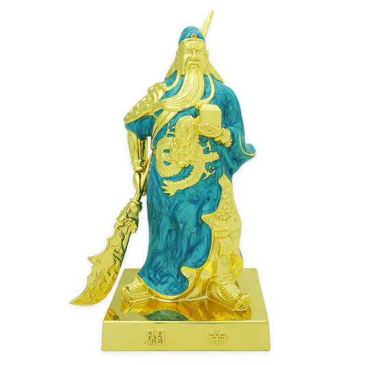 4.4" Golden Deity Kwan Kung (Blue Robe)