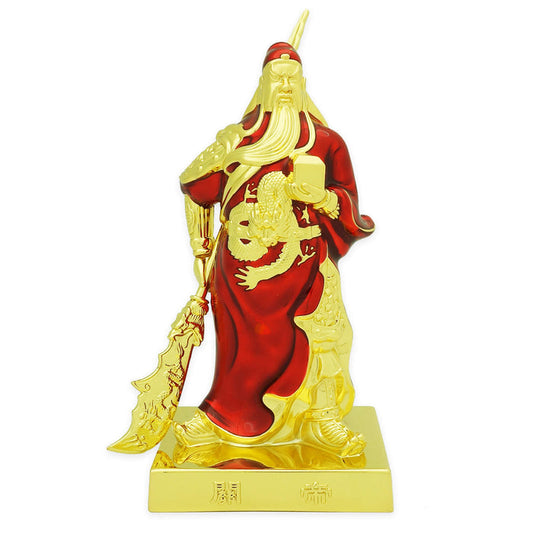 4.4" Golden Deity Kwan Kung (Red Robe)