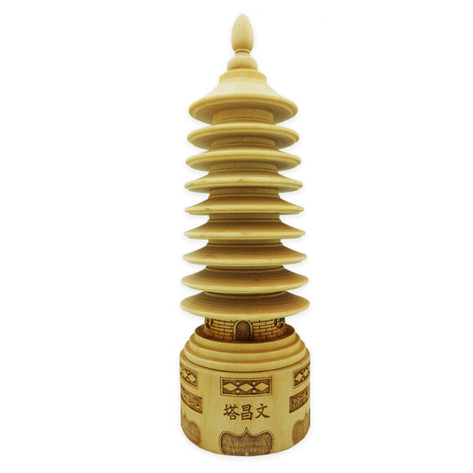 9" Precious Peach Wood Wen Chang Pagoda