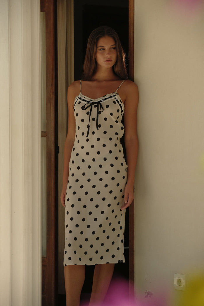 LUCIA MIDI DRESS | CREAM POCKA - Love McNicoll