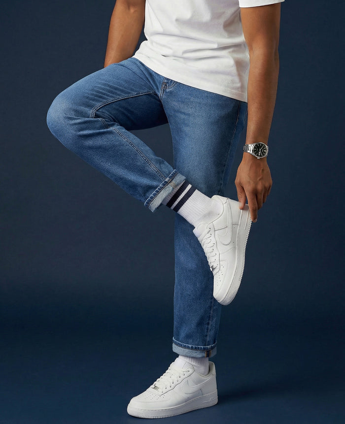 Athletique Classique Clean Stripes Organic Cotton Clear White / New Blue