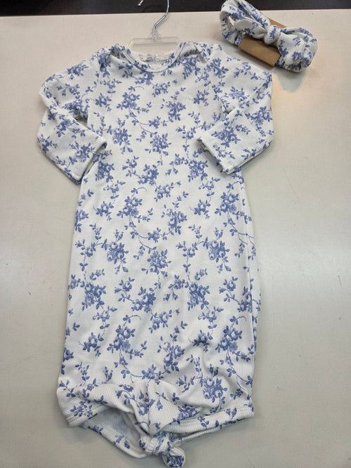 Baby Blue Vines Gown + Headband-0/3 month