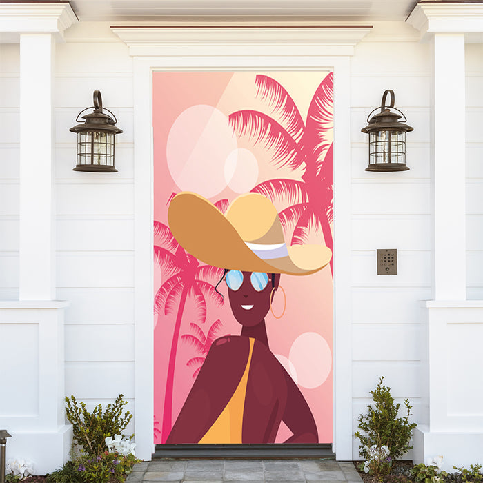 DoorFoto Door Cover Beach Woman