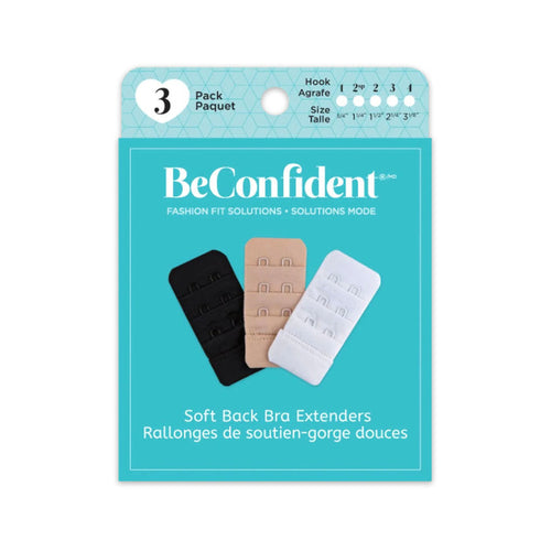 BeConfident Soft Back Bra Extenders 3 Hook Packaging