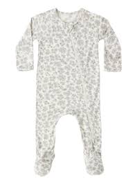 Cloud Floral Bamboo Zip Footie