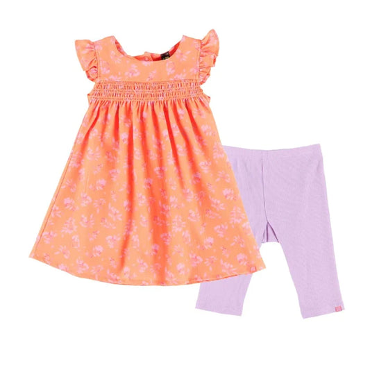Coral Dress + Capri Legging Set