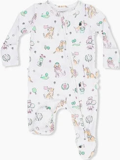 Country Club Dogs Pink Ruffle Back Footie