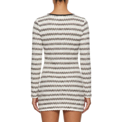 Cover Me Cape Britton Long Sleeve Dress Coverup 26052830 Black/Sand/White Stripe Back