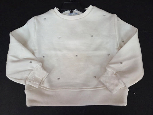 Cream Sweatshirt w/Crystals