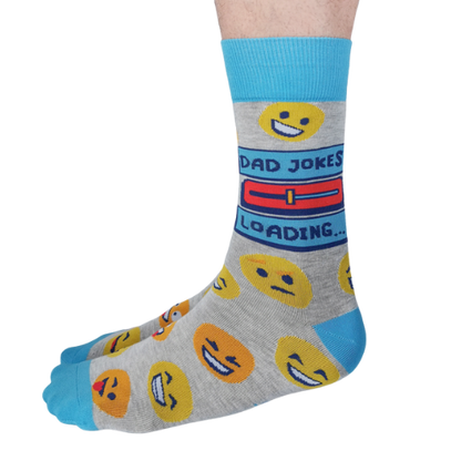 Dad Jokes socks featuring playful designs with classic dad humor and puns, perfect for fans of dad jokes.