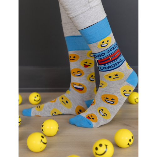 Dad Jokes socks featuring playful designs with classic dad humor and puns, perfect for fans of dad jokes.