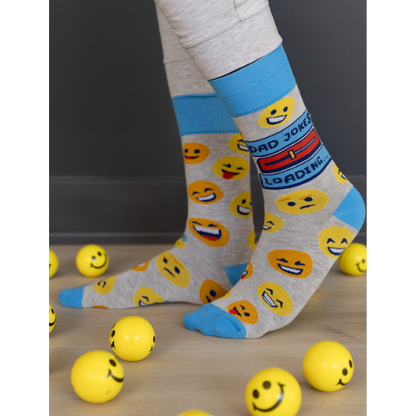 Dad Jokes socks featuring playful designs with classic dad humor and puns, perfect for fans of dad jokes.