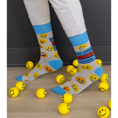 Dad Jokes socks featuring playful designs with classic dad humor and puns, perfect for fans of dad jokes.