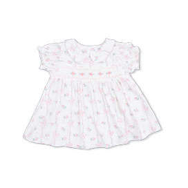 Dainty Buds and Bows Smocked Dress Set w/Pink Bloomers