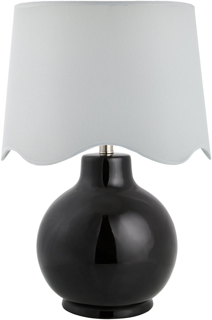 Maine Cottage Droplet Round Black Ceramic Table Lamp with Scallop Shade | Maine Cottage®