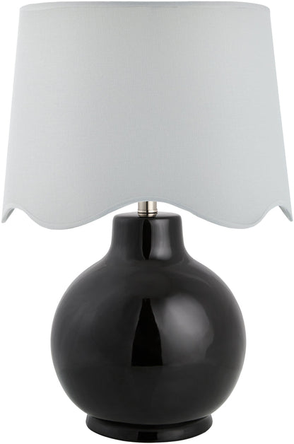 Maine Cottage Droplet Round Black Ceramic Table Lamp with Scallop Shade | Maine Cottage®