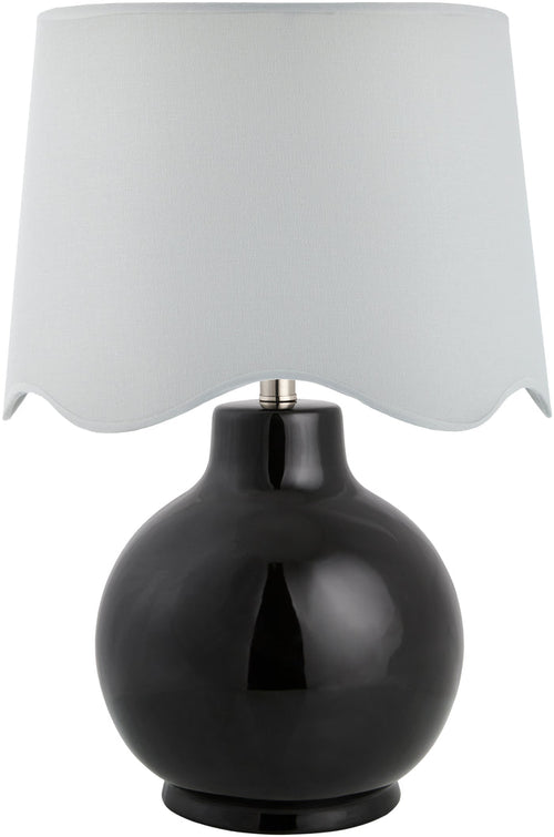 Maine Cottage Droplet Round Black Ceramic Table Lamp with Scallop Shade | Maine Cottage®