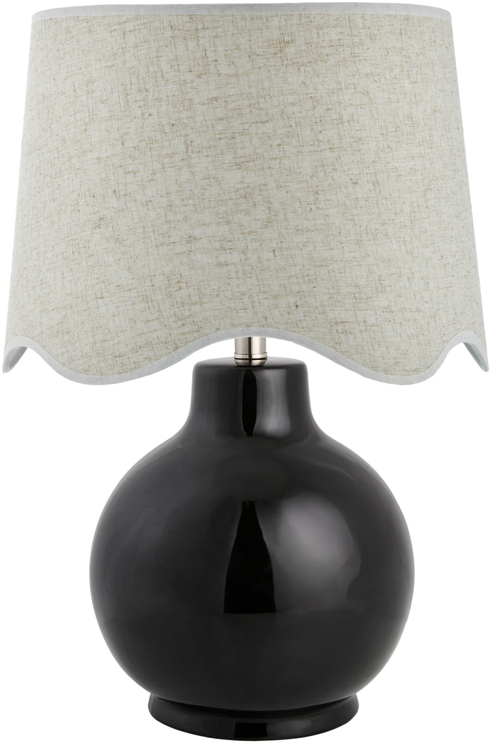 Maine Cottage Droplet Round Black Ceramic Table Lamp with Scallop Shade | Maine Cottage®