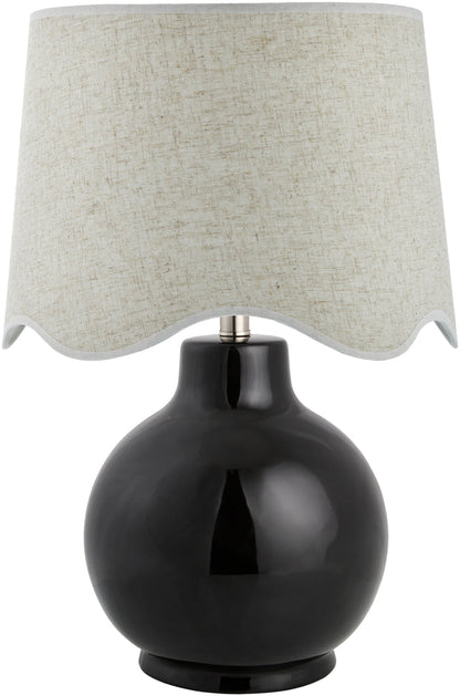 Maine Cottage Droplet Round Black Ceramic Table Lamp with Scallop Shade | Maine Cottage®