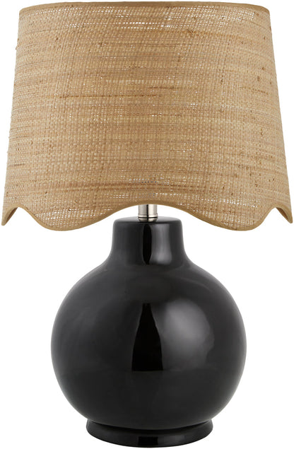 Maine Cottage Droplet Round Black Ceramic Table Lamp with Scallop Shade | Maine Cottage®