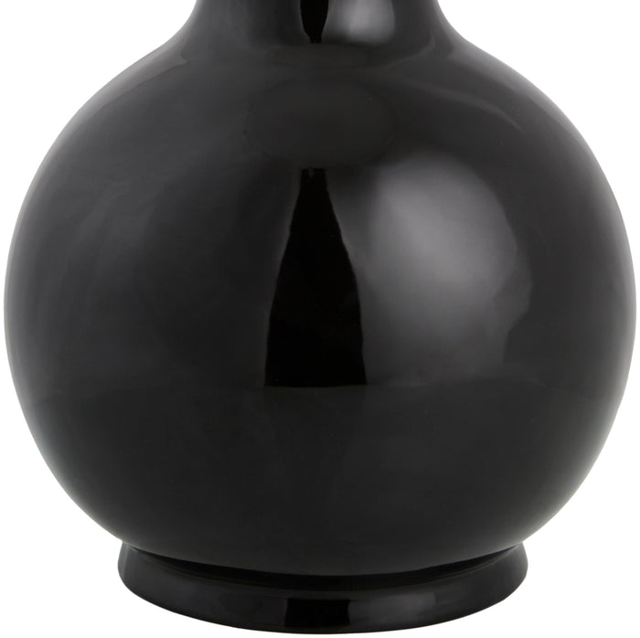 Maine Cottage Droplet Round Black Ceramic Table Lamp with Scallop Shade | Maine Cottage®