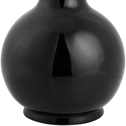 Maine Cottage Droplet Round Black Ceramic Table Lamp with Scallop Shade | Maine Cottage®