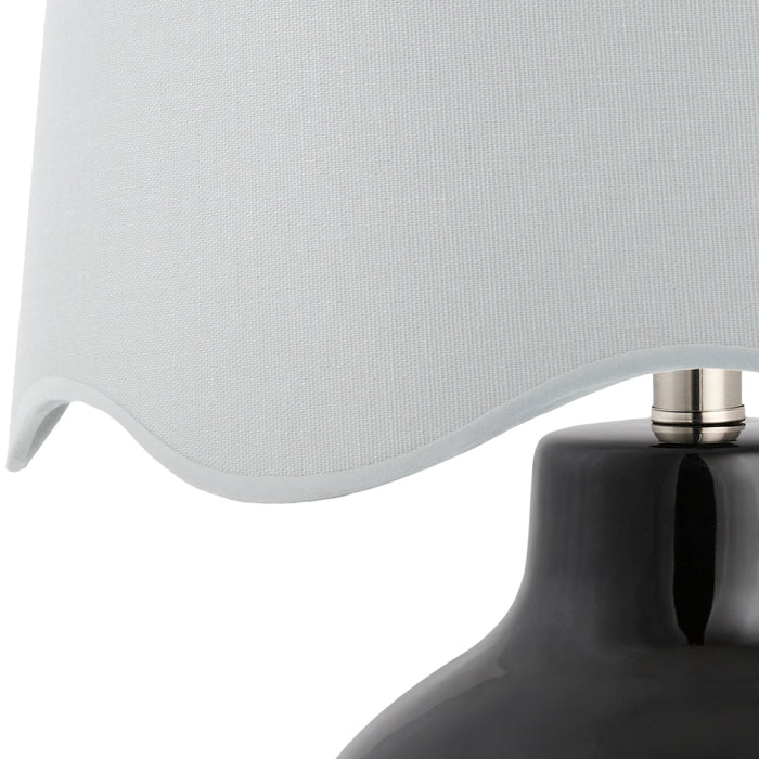 Maine Cottage Droplet Round Black Ceramic Table Lamp with Scallop Shade | Maine Cottage®