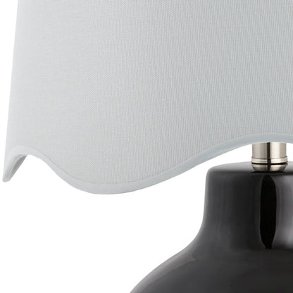 Maine Cottage Droplet Round Black Ceramic Table Lamp with Scallop Shade | Maine Cottage®