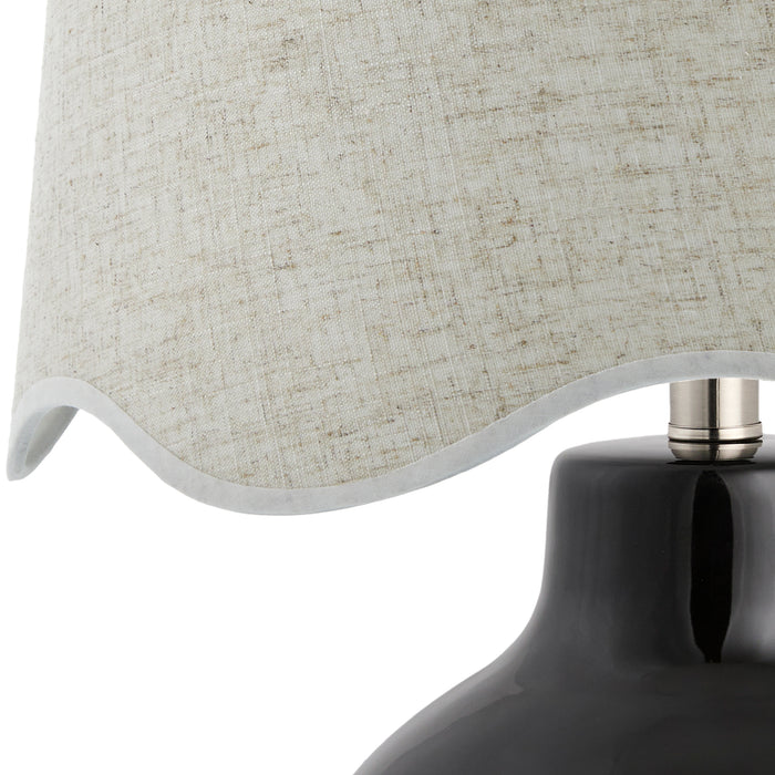 Maine Cottage Droplet Round Black Ceramic Table Lamp with Scallop Shade | Maine Cottage®