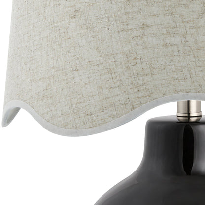 Maine Cottage Droplet Round Black Ceramic Table Lamp with Scallop Shade | Maine Cottage®
