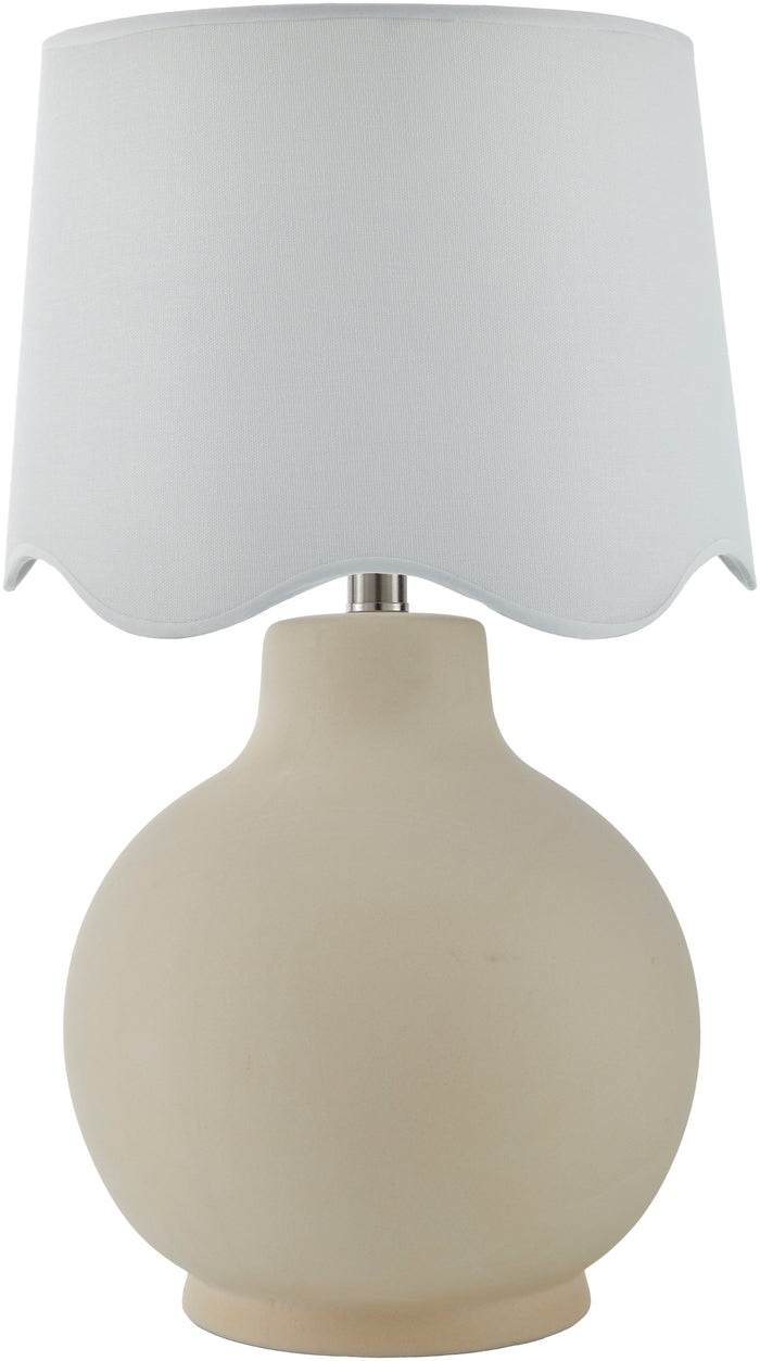 Maine Cottage Droplet Round Cream Ceramic Table Lamp with Scallop Shade | Maine Cottage®