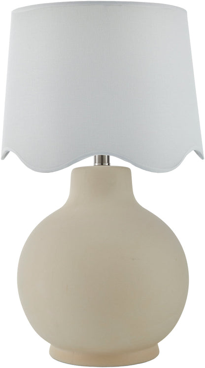 Maine Cottage Droplet Round Cream Ceramic Table Lamp with Scallop Shade | Maine Cottage®