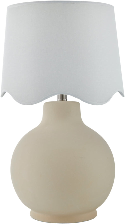 Maine Cottage Droplet Round Cream Ceramic Table Lamp with Scallop Shade | Maine Cottage®