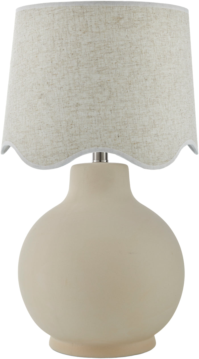 Maine Cottage Droplet Round Cream Ceramic Table Lamp with Scallop Shade | Maine Cottage®