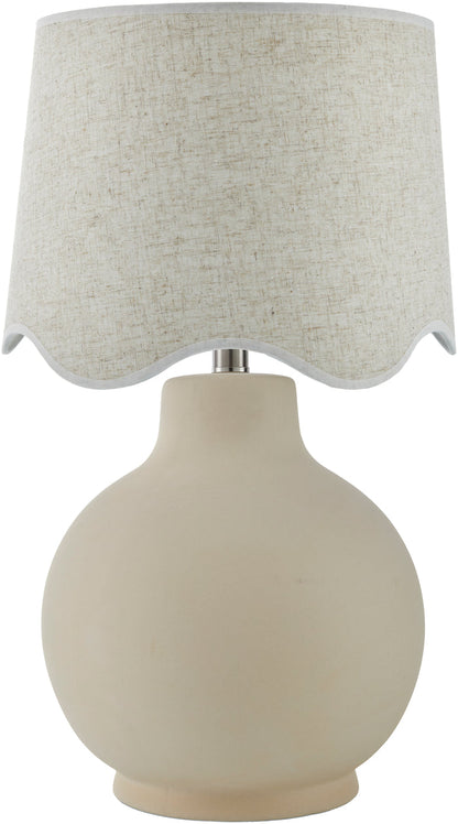 Maine Cottage Droplet Round Cream Ceramic Table Lamp with Scallop Shade | Maine Cottage®