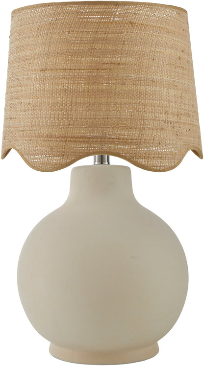 Maine Cottage Droplet Round Cream Ceramic Table Lamp with Scallop Shade | Maine Cottage®
