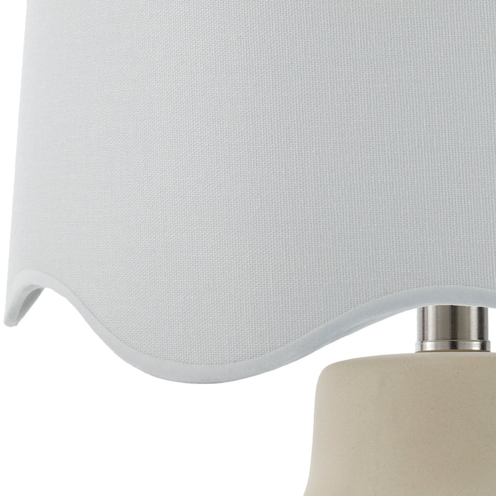 Maine Cottage Droplet Round Cream Ceramic Table Lamp with Scallop Shade | Maine Cottage®
