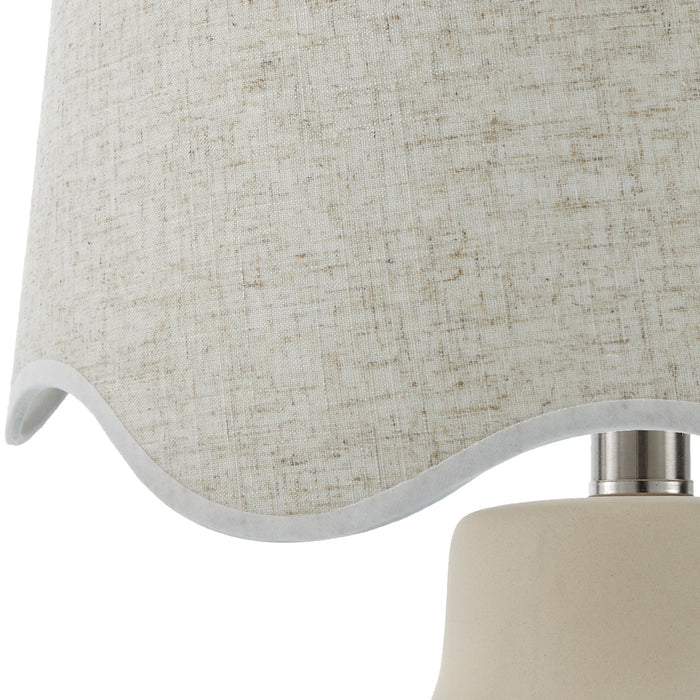 Maine Cottage Droplet Round Cream Ceramic Table Lamp with Scallop Shade | Maine Cottage®