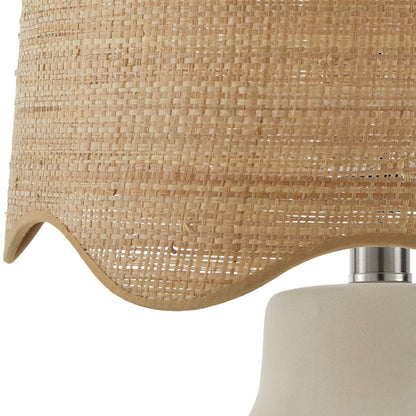 Maine Cottage Droplet Round Cream Ceramic Table Lamp with Scallop Shade | Maine Cottage®