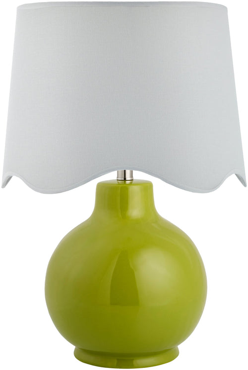 Maine Cottage Droplet Round Green Ceramic Table Lamp with Scallop Shade | Maine Cottage®